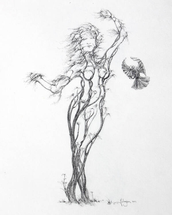 Tree Dancer Art Print featuring the drawing Partners in the Dance by Mark Johnson
