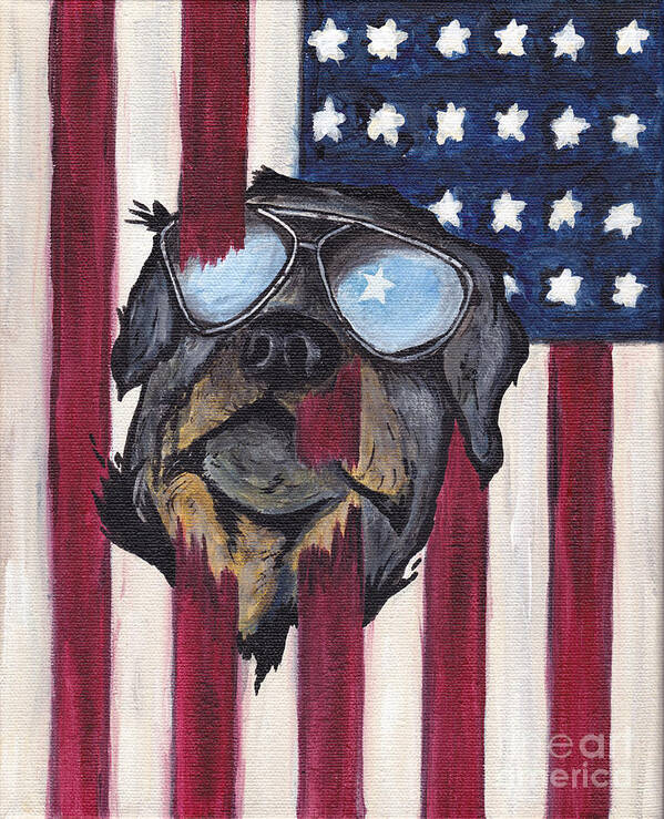 Dog Art Print featuring the painting Patriotic Pup by Robin Wiesneth