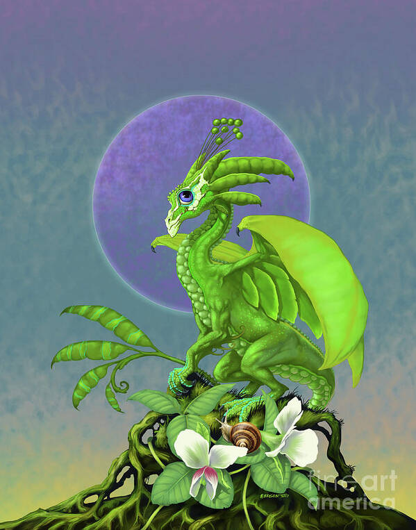 Pea Art Print featuring the digital art Pea Pod Dragon by Stanley Morrison