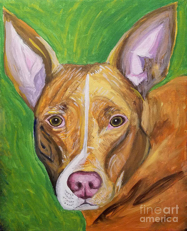 Dog Art Print featuring the painting Pink Nose by Ania M Milo