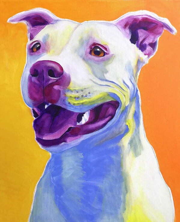 Pet Portrait Art Print featuring the painting Pit Bull - Honey by Dawg Painter