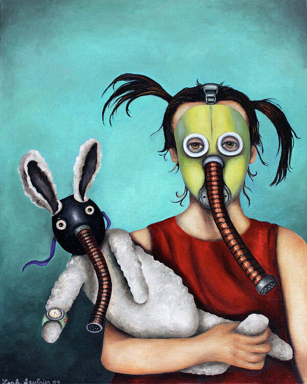 Mask Art Print featuring the painting Playtime 2050 by Leah Saulnier The Painting Maniac