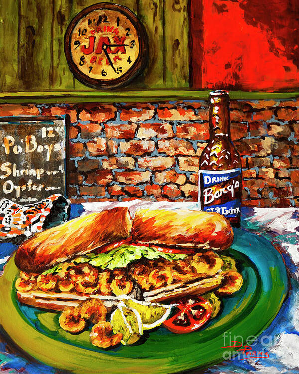New Orleans Art Art Print featuring the painting Po'Boy Time by Dianne Parks