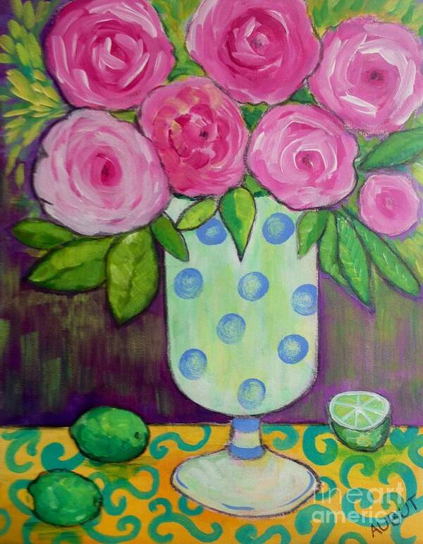 Polka Dots Art Print featuring the painting Polka-dot Vase by Rosemary Aubut