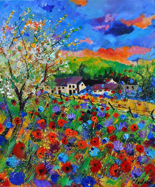 Poppies Art Print featuring the painting Poppies in Sorinnes by Pol Ledent