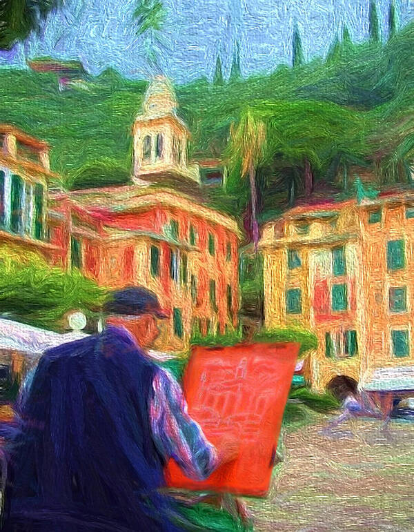 Painting Art Print featuring the painting Portofino Through the Eyes of an Artist by Mitchell R Grosky