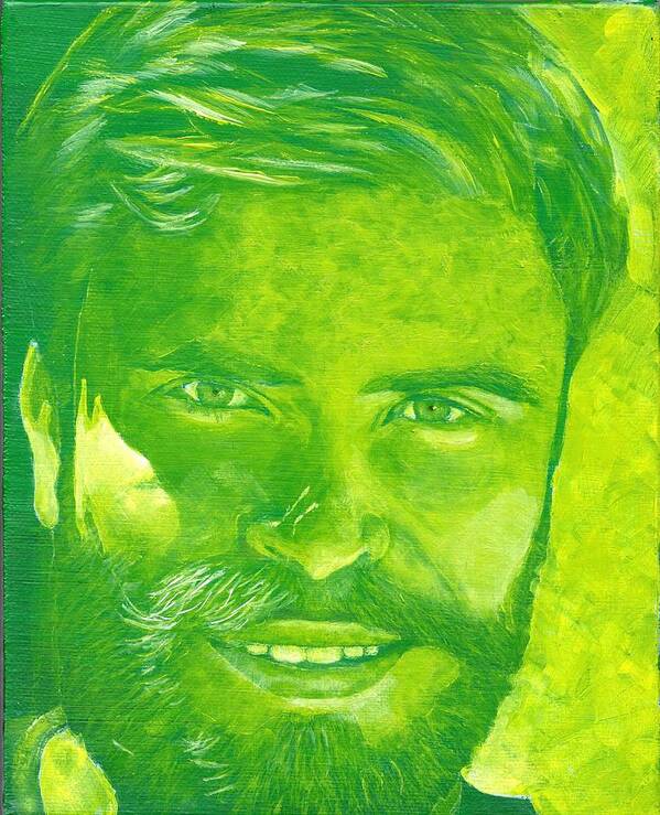 Portrait Art Print featuring the painting Portrait in green by John Neeve