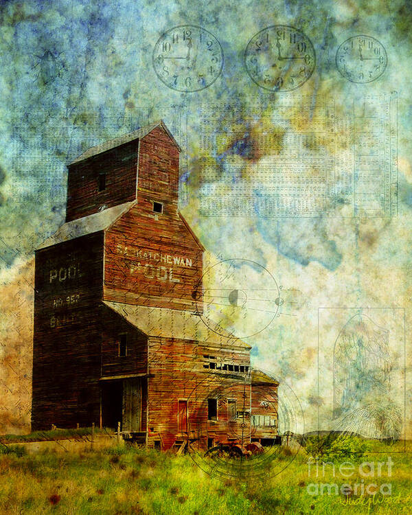 Grain Elevator Art Print featuring the digital art Prairie Times by Judy Wood