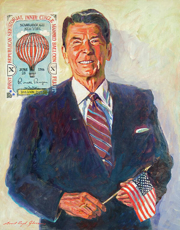 Presidents Art Print featuring the painting President Reagan Balloon Stamp by David Lloyd Glover