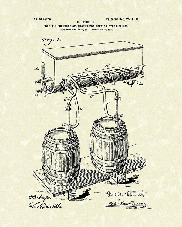 Schmidt Art Print featuring the drawing Pressure System 1900 Patent Art by Prior Art Design