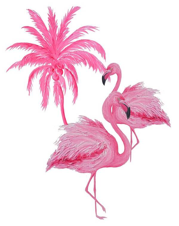 Flamingo Art Print featuring the painting Pretty Flamingos by Jan Matson