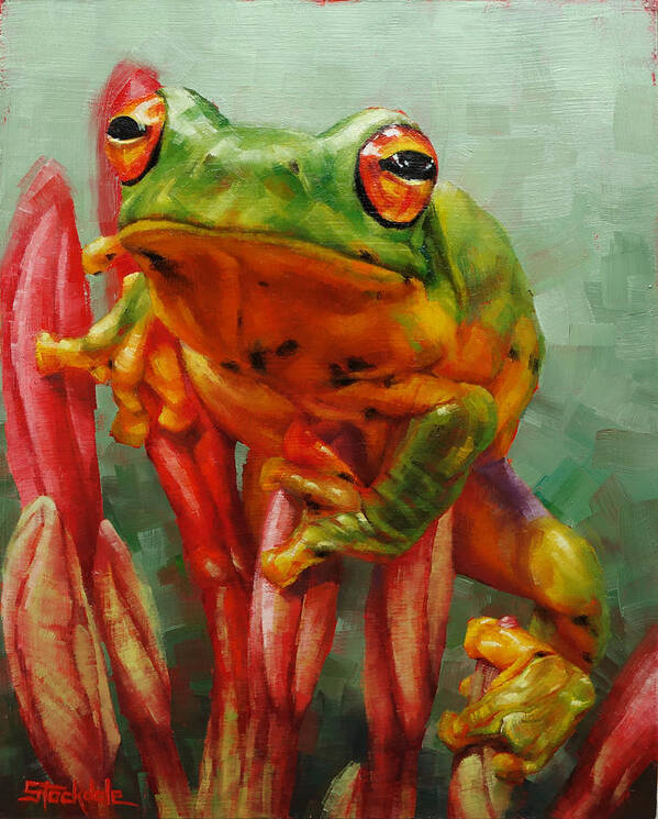 Frog Art Print featuring the painting Prince Charming In Disguise by Margaret Stockdale