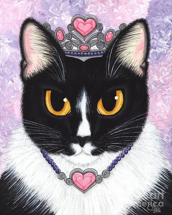 Princess Art Print featuring the painting Princess Fiona -Tuxedo Cat by Carrie Hawks