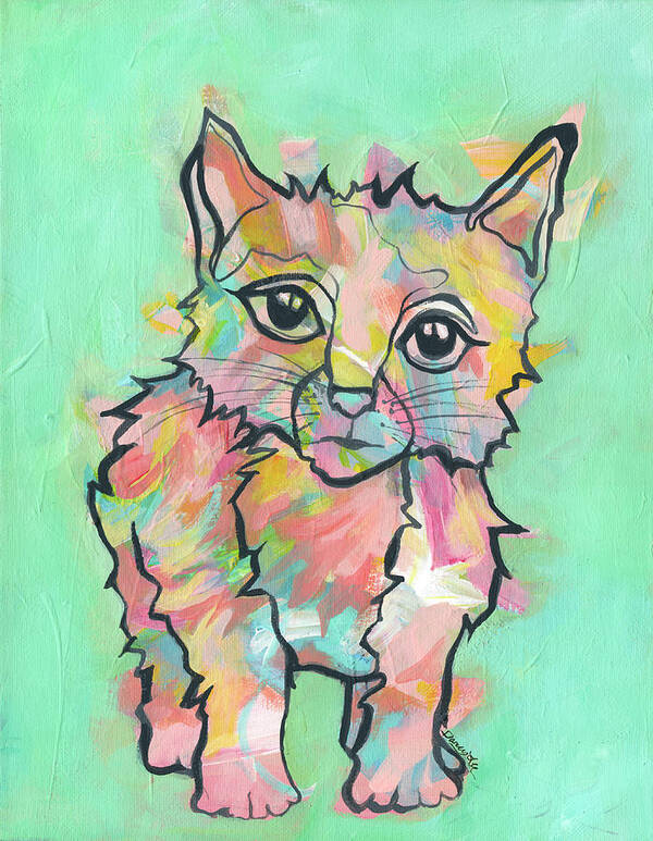 Kitty Art Print featuring the painting Purr-suasive by Darcy Lee Saxton