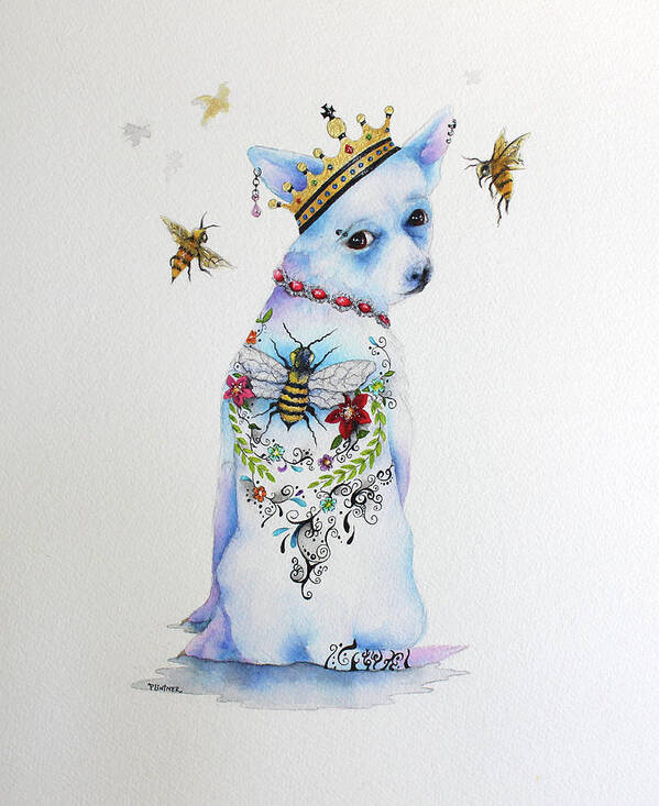 Queen Bee Art Print featuring the mixed media Queen Bee Chihuahua by Patricia Lintner