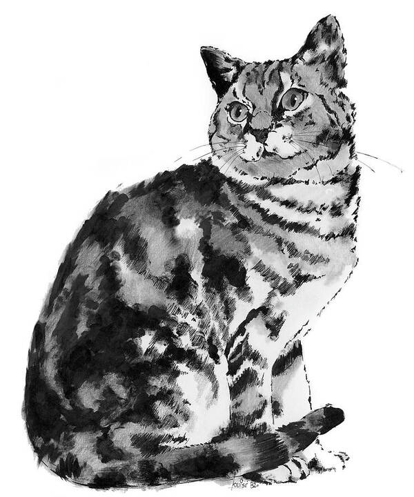 Cat Art Print featuring the drawing Queen of the Castle by Louise Howarth