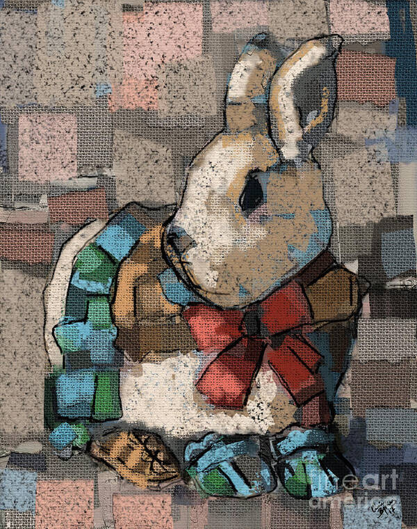 Bunny Art Print featuring the painting Rabbit Socks by Carrie Joy Byrnes