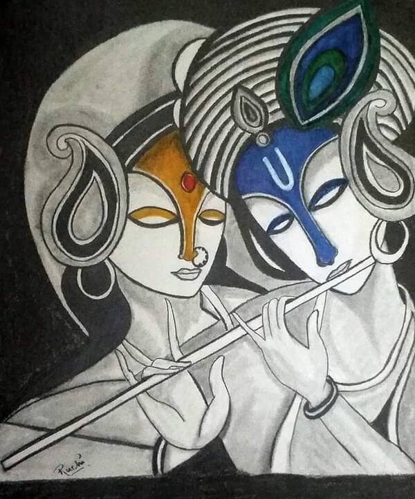 Pencil sketch of radha krishna - Desi Painters