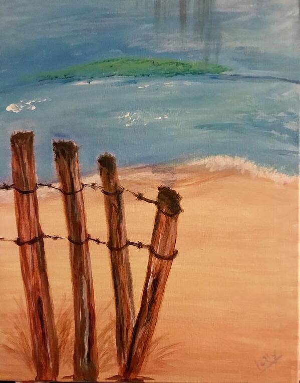 Acrylic Art Print featuring the painting Lonely Beach by Laura Jaffe