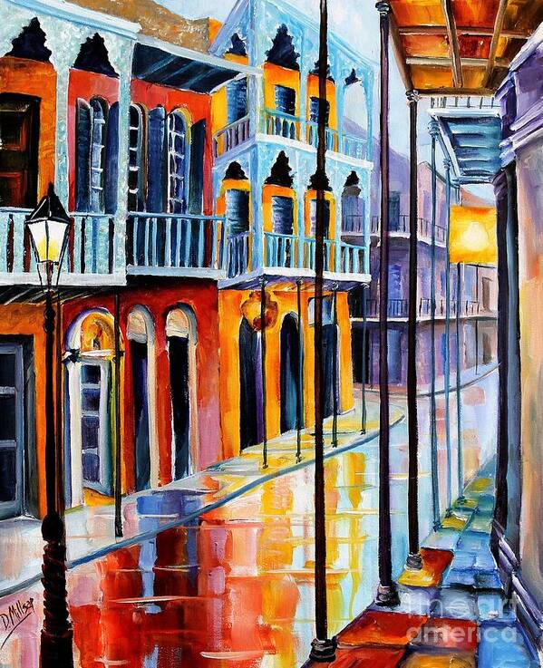 New Orleans Art Print featuring the painting Rain on Royal Street by Diane Millsap