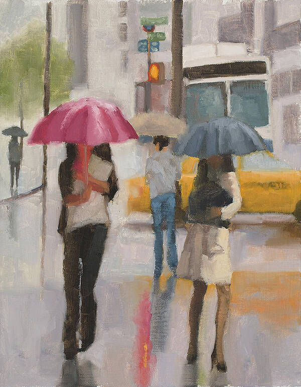 Rain Art Print featuring the painting Rain walk by Tate Hamilton