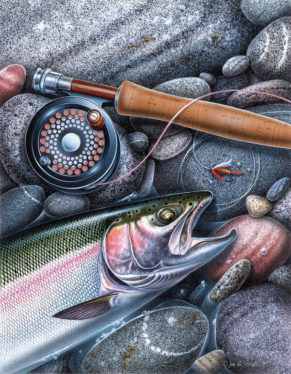  Trout Wall Art Print, Modern Colorful Fly Fishing