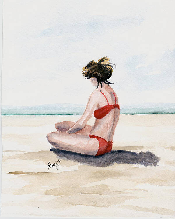 Beach Art Print featuring the painting Red Bikini by Sam Sidders