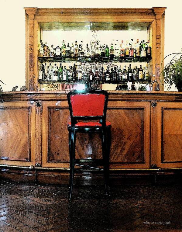 Red Chair At Bar Art Print featuring the photograph Red Chair at Bar, Viareggio by Coke Mattingly