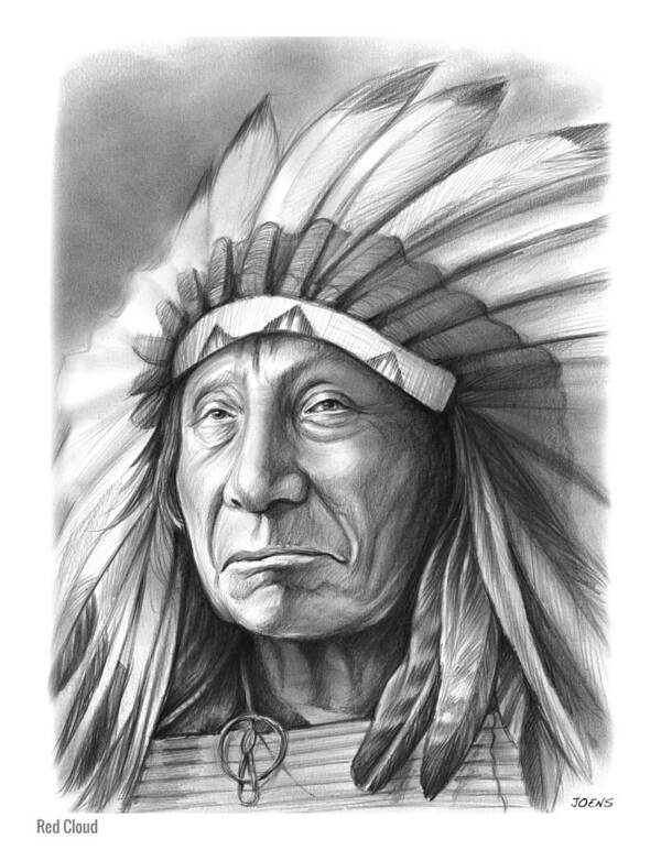Red Cloud Art Print featuring the drawing Red Cloud by Greg Joens