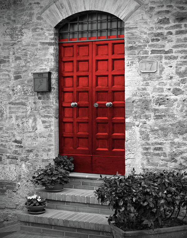 Door Art Print featuring the photograph Red Door, Italy by Lily Malor