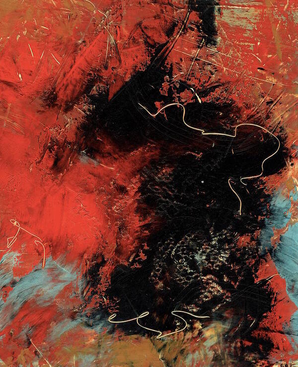 Abstract Art Print featuring the painting Red Dragon by Marcy Brennan