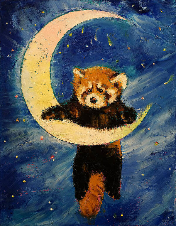 Panda Art Print featuring the painting Red Panda Stars by Michael Creese