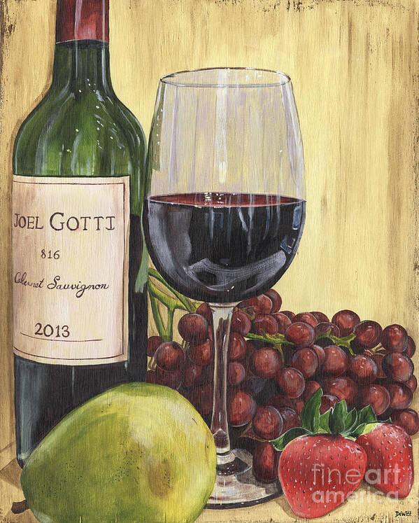 Wine Art Print featuring the painting Red Wine and Pear 2 by Debbie DeWitt