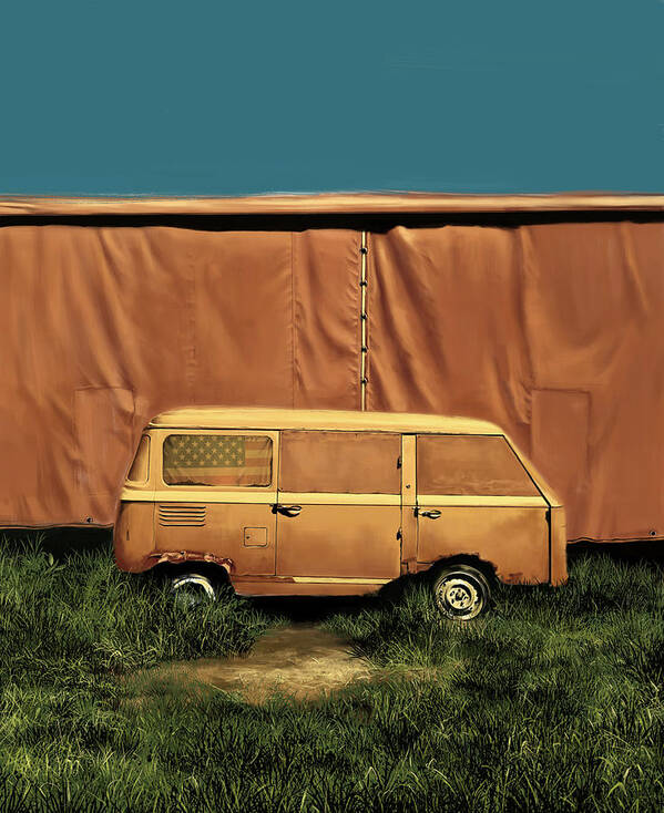 Van Art Print featuring the painting Resting van by Bekim M