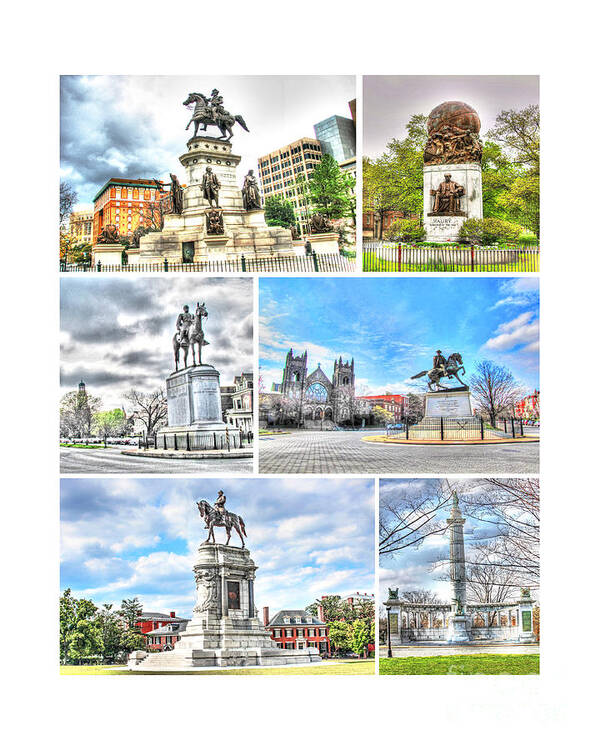 Rva Art Print featuring the photograph Richmond VA Virginia - Monuments Collage by Dave Lynch