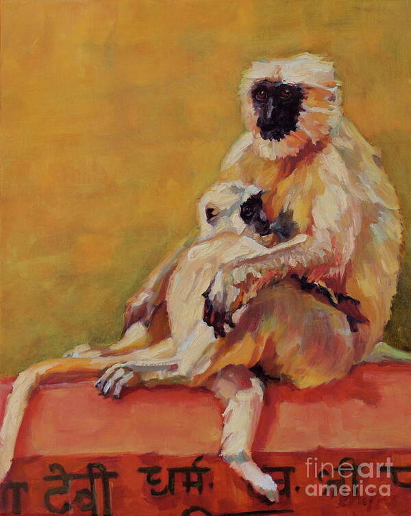 Monkey Art Print featuring the painting Rishekesh by Patricia A Griffin