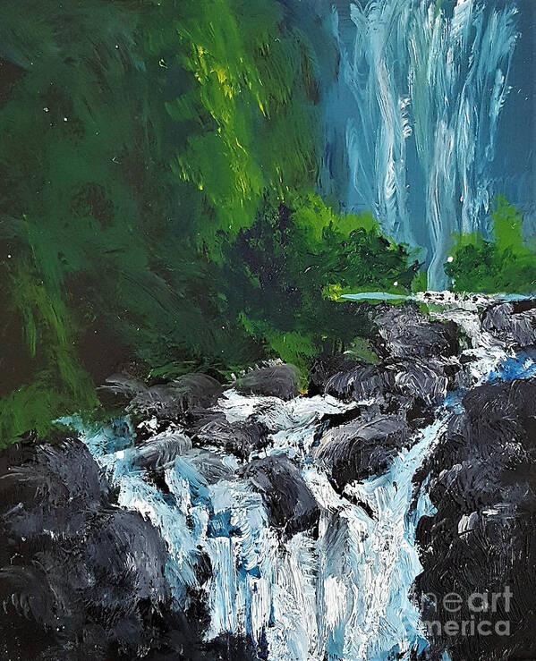 Waterfalls Art Print featuring the painting Road to Hana by Fred Wilson