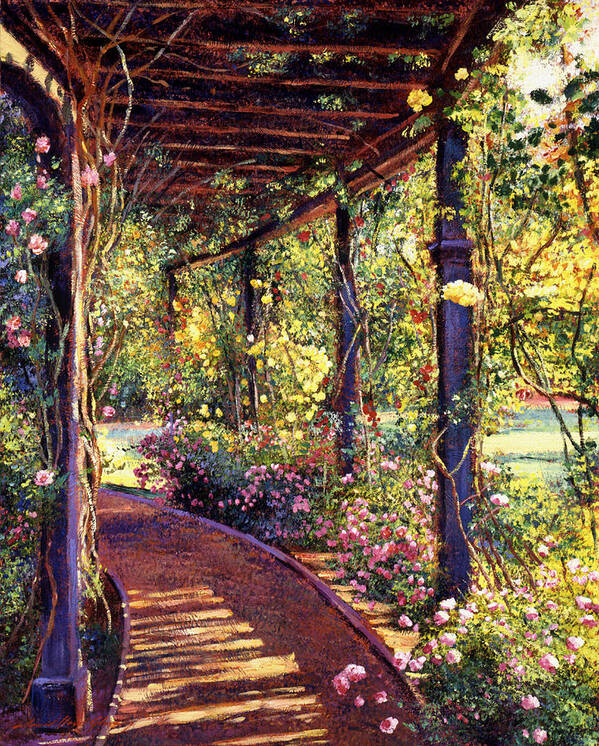 Flowers Art Print featuring the painting Rose Arbor Toluca Lake by David Lloyd Glover