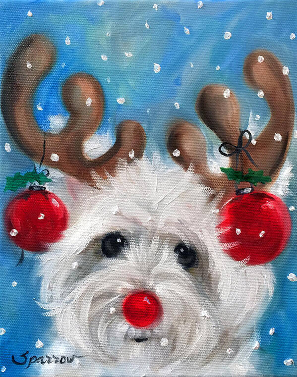 West Highland Terrier Art Print featuring the painting Rudy by Mary Sparrow