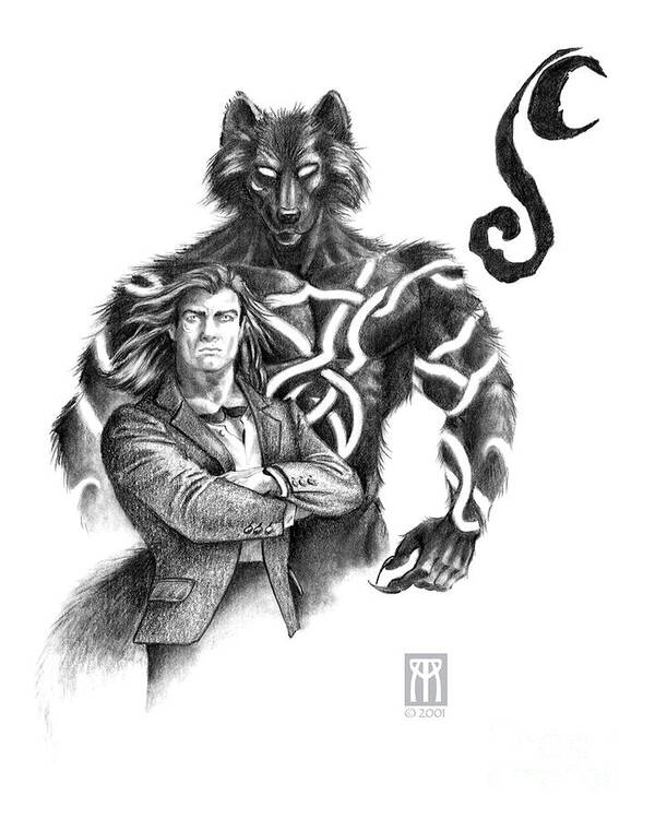 Werewolf Art Print featuring the drawing Ryan with Werewolf by Melissa A Benson