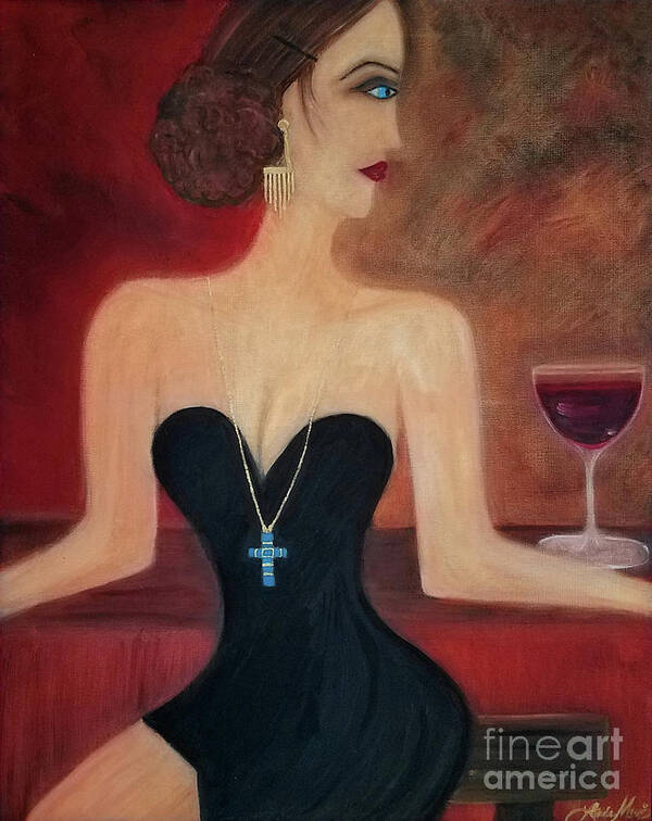 Wine Art Print featuring the painting Sadie's Last Syrah by Artist Linda Marie
