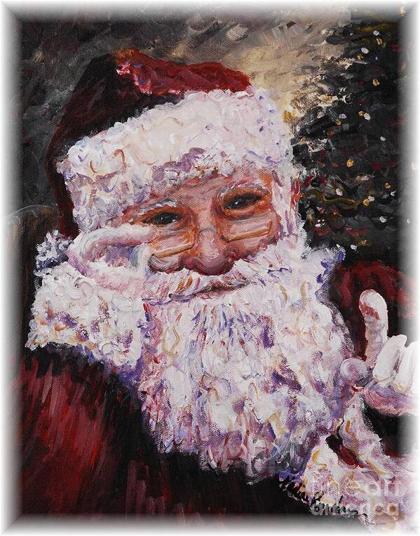 Santa Art Print featuring the painting Santa Chat by Nadine Rippelmeyer