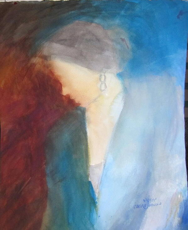 Watercolor Art Print featuring the painting Sarah's Blue Suit by Carole Johnson
