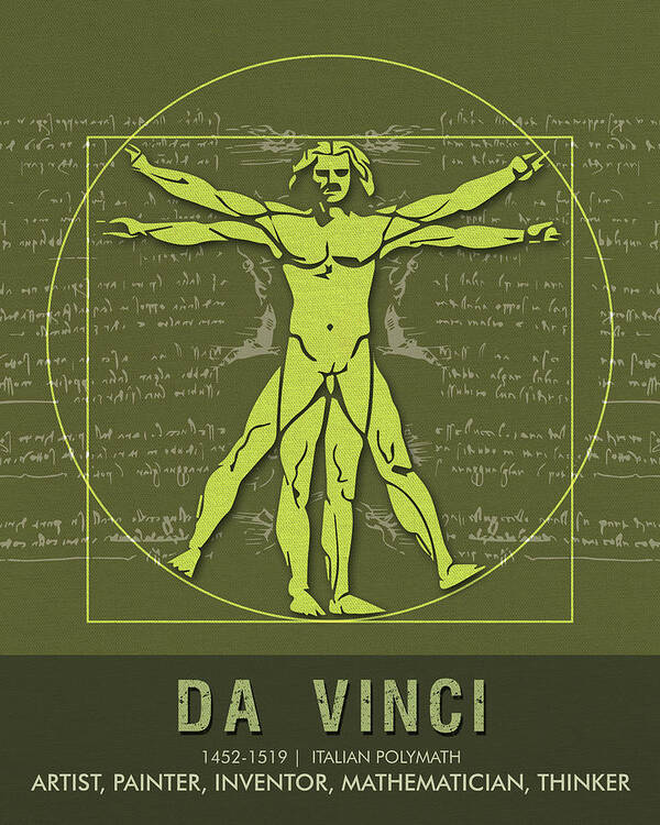 Leonardo Art Print featuring the mixed media Science Posters - Leonardo Da Vinci - Artist, Inventor, Mathematician by Studio Grafiikka