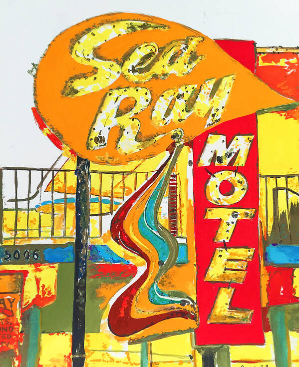 Painting Art Print featuring the painting Sea Ray Motel by Beth Saffer