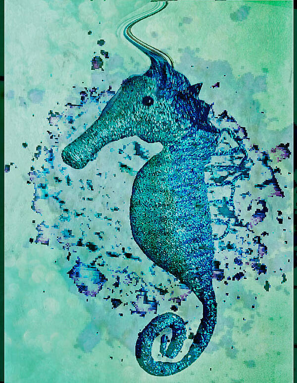 Seahorses Art Print featuring the digital art Seahorse Glitterati by Pamela Smale Williams