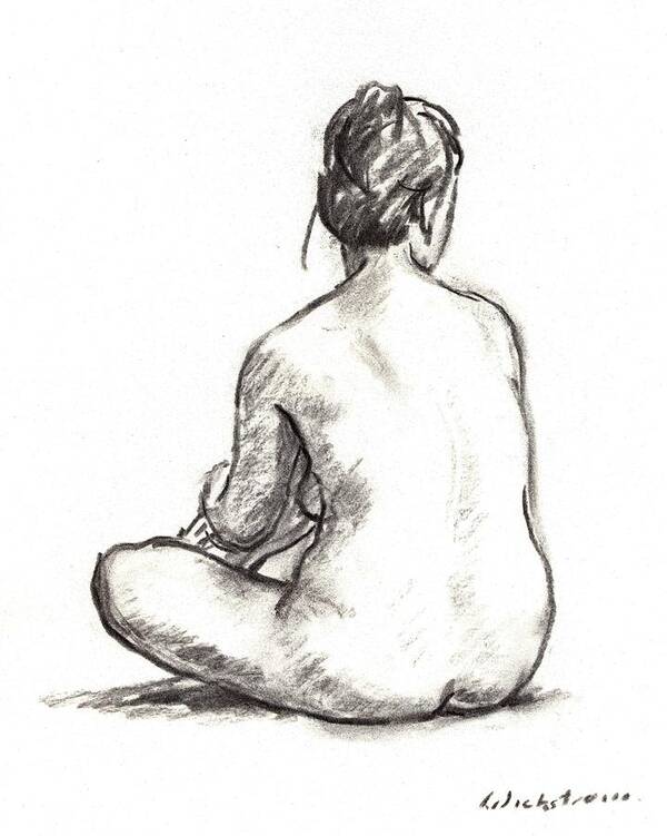  Charcoal Art Print featuring the painting Seated Female Nude by Thor Wickstrom