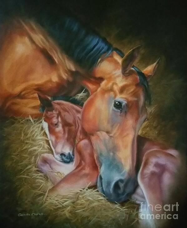 Horse;equine Art; Beautiful; Animal Art; Charice Cooper;mare And Foal; Foal; Colt;filly Art Print featuring the painting Second Chances by Charice Cooper