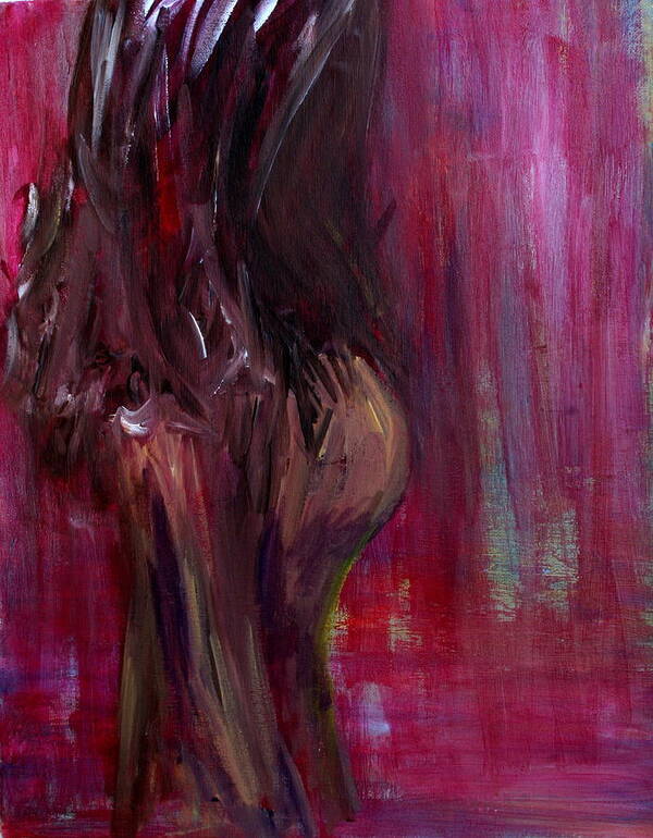 Self Portrait Art Print featuring the painting Self Portrait-1 in pink by Julie Lueders 