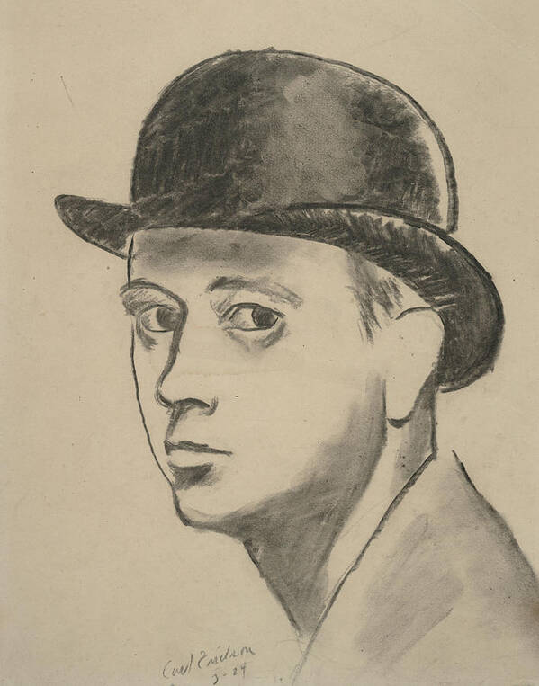 Portrait Art Print featuring the digital art Self-portrait Sketch Of Carl Erickson by Carl Oscar August Erickson